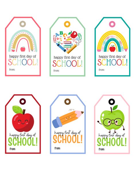 Welcome Tags For Students, First Day Of Preschool Teacher Gift, Starting School Gifts, Back To School Labels Printables Free, Happy First Day Of School Tag, Free Back To School Teacher Gift Tags, First Day Of School Gift Tag, Teachers Day Tags Free Printable, First Day Of School Teacher Gift Tag