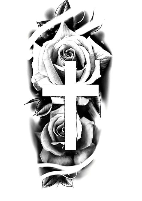 Rose Drawing Tattoo, Wire Crosses, Cool Forearm Tattoos, Up Tattoo, Drawing Tattoo, Tattoo Stencil Outline, Rose Drawing, Memorial Tattoos, Cross Tattoo