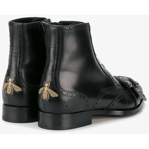 Gucci Gucci Queercore Brogue Boots ($1,490) ❤ liked on Polyvore featuring men's fashion, men's shoes, men's boots, black side zip boots, black leather shoes, buckle boots, embroidered boots and black leather boots Black Brogue Boots, Black Brogues, Black Boots Men, Gucci Boots, Brogue Boots, Genuine Leather Boots, Leather Brogues, Gucci Gucci, Leather Lace Up Boots