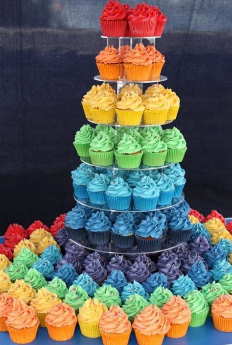 Rainbow cupcakes Pride Birthday Party Ideas, Rainbow Recipes, Coming Out Party, Cap Cake, Rainbow Cupcakes, Pony Birthday, Rainbow Food, Taste The Rainbow, Food Dessert