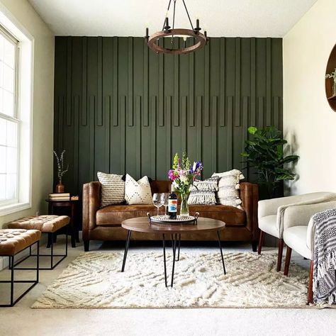 Diy Accent Wall Ideas, Striped Accent Walls, Budget Friendly Diy, Green Accent Walls, Faux Walls, Accent Wall Ideas, Room Accent Wall, Diy Wand, Diy Accent Wall