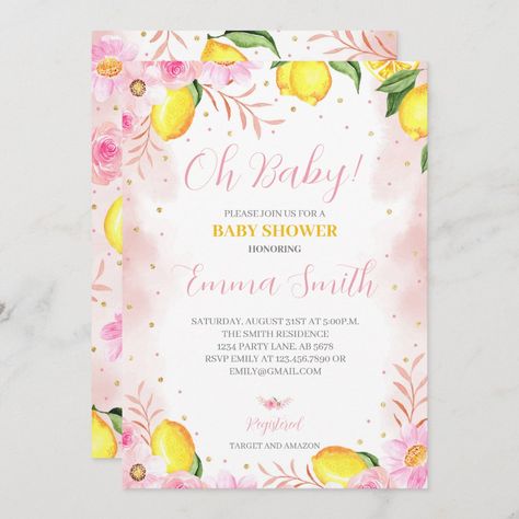 Baby Shower Lemonade, Baby Shower Summer, Dinosaur Baby Shower Invitations, Summer Baby Shower Invitations, Fairy Baby Showers, Citrus Baby, Butterfly Baby Shower Invitations, Surprise Birthday Invitations, Bridal Shower Invitations Printable