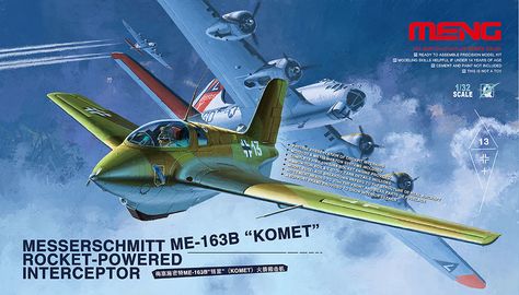 Messerschmitt Me.163B Komet in 1/32 Model Airplanes Kit, Aircraft Model Kits, Rocket Power, Paint Schemes, Plastic Model Kits, Model Kits, Aircraft Modeling, Model Airplanes, Military Aircraft