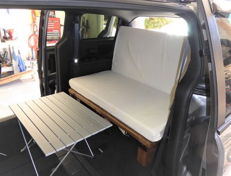 GoneCamper Announces A NEW, Simpler Minivan Bed Minivan Camper, Camper Build, Camper Beds, Minivan Camping, Mattress Couch, Standing Shower, Comfortable Camping, Comfortable Couch, Small Trailer