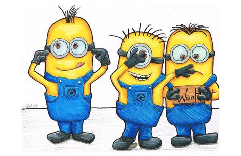 Minions - Hear no evil, See No Evil, Speak no WAAAAH 11x17. FREE Evil Pictures, Illustrated Words, Wise Monkeys, Hear No Evil, Speak No Evil, Paint Nite, See No Evil, Minions Quotes, Funny Emoji