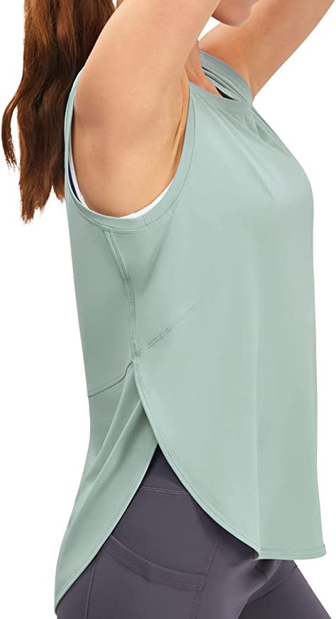 Ice Silk Workout Tank Tops for Women Cool-Dry Sleeveless Loose Fit Yoga Shirts Long Athletic Tops for Women Fitness Tank Top, Athletic Tops, Men's Shirts And Tops, Sports Wear Women, Workout Tops For Women, Athletic Clothing, Amazon Favorites, Workout Crop Top, Sports Gym