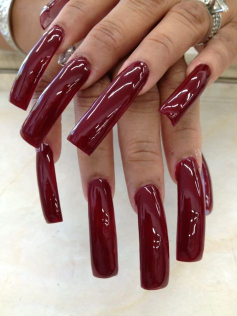 Incredible fantastic fabulous claws Square Curved Nails, Maroon Acrylic Nails, Long Red Nails, Monkey Man, Long Fingernails, Fab Nails, Long Square Nails, Natural Nail Art, Curved Nails