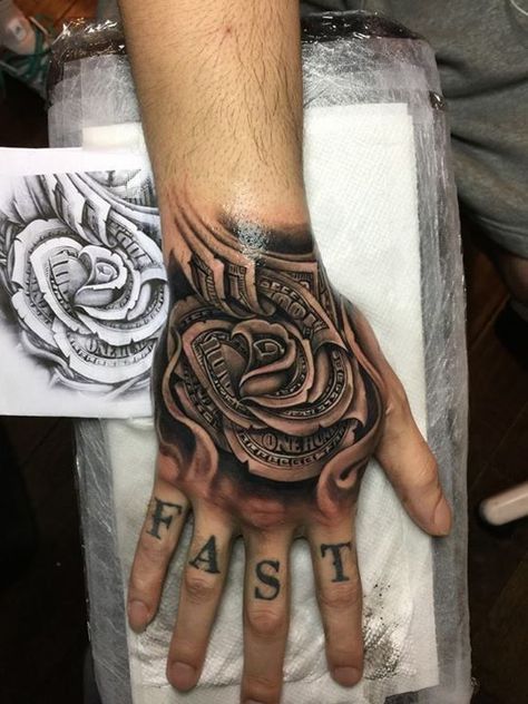 Pin de adrianz em Tattoos | Tatuagem de mão, Tatuagem na mão, Tatuagem arlequina Money Rose Hand Tattoo Men, Money Rose Tattoo On Hand, Money Hand Tattoo, Best Hand Tattoos Men, Hand Tattoos For Men, Money Rose Tattoo, Tattoos Photography, Hand Tattoo Ideas, Small Wave Tattoo