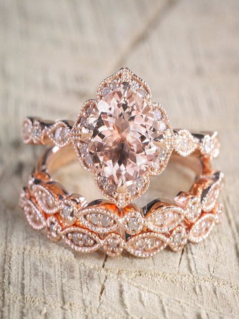 Morganite Ring White Gold, Infinity Wedding Ring Set, Morganite Bridal Set, Pink Morganite Ring, Infinity Ring Wedding, Wedding Rings Rose Gold, Morganite Engagement, Dream Engagement Rings, Morganite Engagement Ring