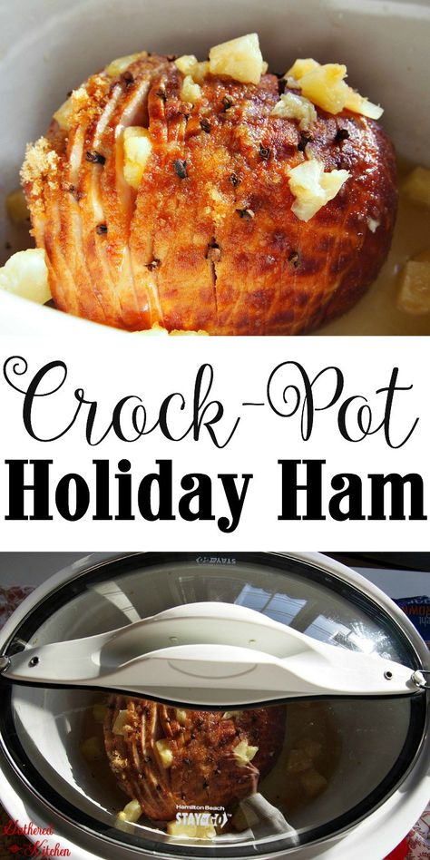 crockpot holiday ham - the best thanksgiving hack ever! Pineapple Ham Crockpot, Ham For Thanksgiving, Cooking Spiral Ham, Thanksgiving Ham, Spiral Sliced Ham, Spiral Ham, Crockpot Ham, Slow Cooker Ham, Holiday Ham