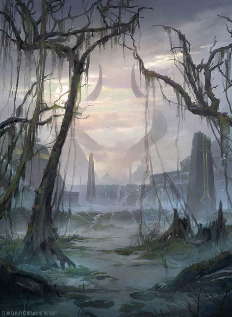 Mtg Swamp Art, Mtg Altered Art, Mtg Art, Landscape Concept, Fantasy Setting, Fantasy Places, Fantasy Art Landscapes, Art Card, Environment Concept Art