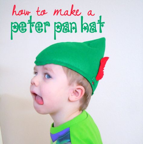 Naturally Creative Mama: How to Make a Peter Pan Hat: Tutorial Peter Pan Hat Diy, Peter Pan Hat Pattern, Diy Peter Pan Hat, Peter Pan Halloween, Pete The Cat Costume, Chicken Wire Diy, Peter Pan Hat, Robin Hood Hat, Cat Costume Diy