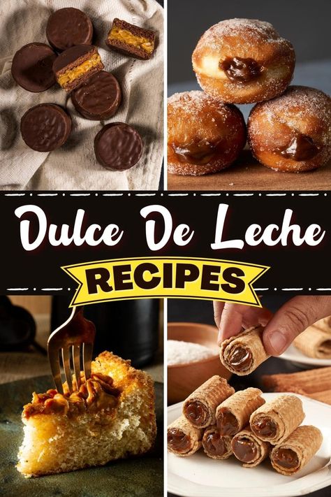 Indulge your sweet tooth with these dulce de leche recipes! From cookies to cake to brownies, you won't be able to get enough of these desserts. La Lechera Recipes Desserts, There’s Leches Cake, La Lechera Recipes, Recipes Using Dulce De Leche, Easy Spanish Desserts, Leche Cake Recipe, Brown Butter Dulce De Leche Rice Krispie, Condensed Milk Recipes Desserts, Milk Recipes Dessert