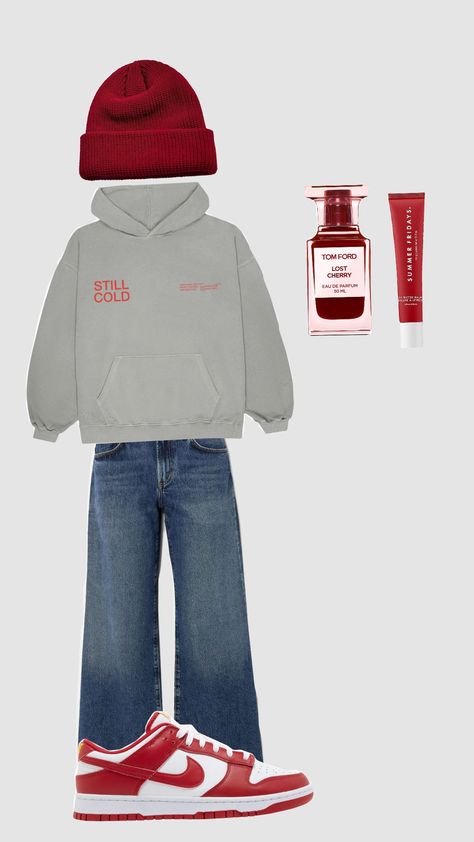 #comfy #outfit #comfyfit #red #jeans #hoodie #beanie Red Beanie Outfit, Outfits Comfy, Jeans Hoodie, Beanie Outfit, Red Beanie, Comfy Outfit, Red Jeans, Comfy Fits, Tom Ford