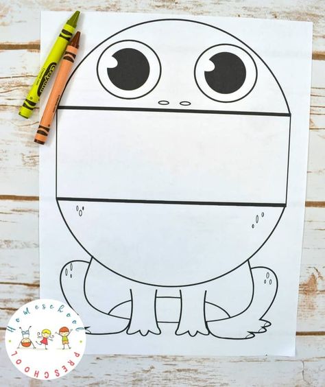 Print this big mouth frog printable coloring page for a cheap and easy activity for kids! Fold, color, and unfold for a fun surprise! Wide Mouth Frog Craft, Free Preschool Printables Alphabet, Frog Printable, Frog Puppet, Frog Activities, Monster Truck Coloring Pages, Frog Coloring Pages, Scripture Coloring, Frog Theme