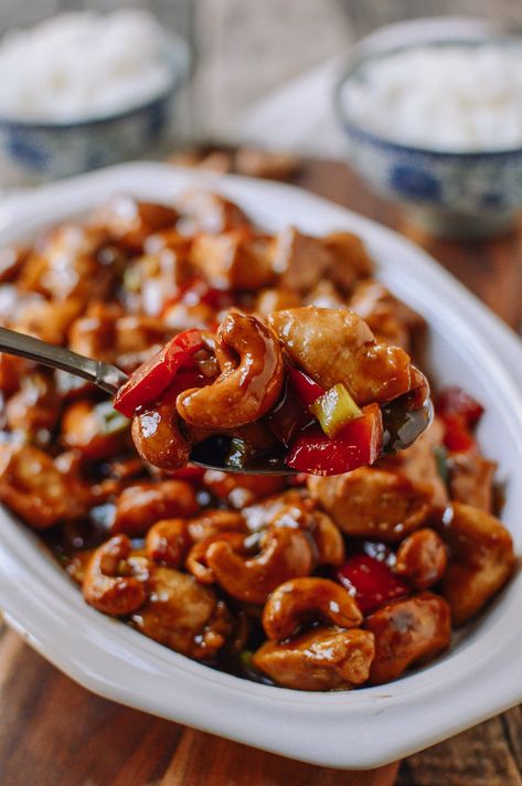 Our Cashew Chicken recipe from our family's restaurant days is made with a brown sauce that perfectly complements roasted cashews. Source: thewoksoflife.com Wok Recept, Peking Chicken, Chicken Cashew Stir Fry, Cashew Chicken Recipe, Woks Of Life, The Woks Of Life, Chinese Recipe, Water Chestnut, Chinese Takeout