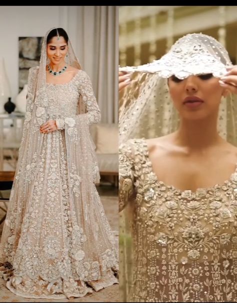 White Walima Dress, Sania Maskatiya Bridal, Modern Nikkah, Alia Bhatt Lehenga, Engagement Looks, Embroidery Pearls, Sania Maskatiya, Wedding Fits, Eastern Wear