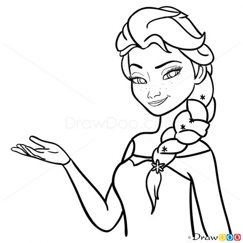 How to Draw Snow Queen Elsa, Frozen - How to Draw, Drawing Ideas, Draw Something, Drawing Tutorials portal How To Draw Snow, All World Flags, Elsa Drawing, Disney Jasmine, Queen Elsa, Draw Something, Hand Painted Rocks, Snow Queen, Easy Drawing