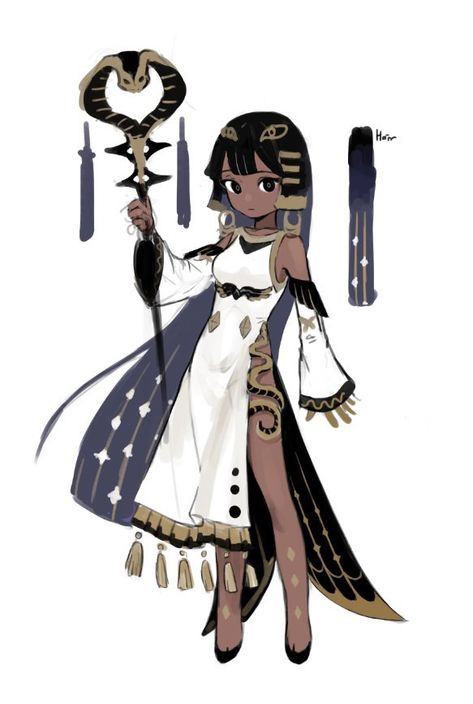 Egyptian Character Design, Anime Egyptian, Egyptian Girl, Concept Artist, Fashion Design Drawings, Girls Characters, 영감을 주는 캐릭터, Female Character Design, Cute Animal Drawings