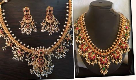 Trending Heavy Gutta Pusala Jewel!! Gutta Pusalu Jewellery, Pusalu Jewellery, Guttapusalu Haram, Light Weight Necklace, Gutta Pusalu, Jhumka Designs, Heavy And Light, Matching Patterns, Cord Jewelry