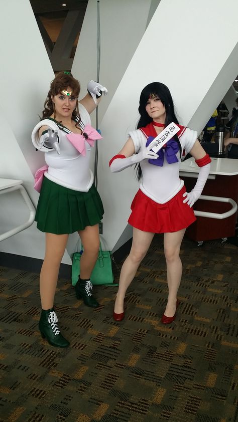 Sailor Mars and Sailor Jupiter were there to punish and chastise! Sailor Mars Cosplay Diy, Sailor Mars Pink Overalls, Sailor Mars And Sailor Jupiter, Sailor Venus And Mars, Sailor Mars Cosplay, Sailor Mars And Jadeite, Sailor Moon Mars Cosplay, Sailor Jupiter, Sailor Mars