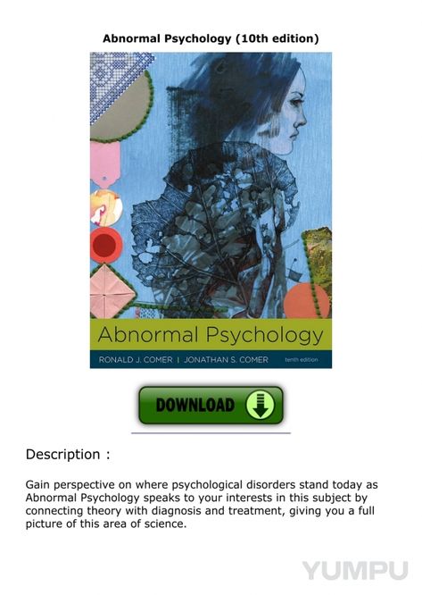 Abnormal-Psychology-10th-edition - Magazine with 1 pages: 13  minutes ago  - 
[PDF READ ONLINE]  Abnormal Psychology (10th edition)

COPY LINK HERE : https://share.bookcenterapp.com/yumpue/1319066941

Abnormal Psychology (10th edition) EPUB PDF

Abnormal Psychology (10th edition) read now
Gain perspective on where psychological disorders stand today as Abnormal Psychology speaks to your interests in this subject by connecting theory with diagnosis and tr Michael Connelly Books, Managerial Accounting, Abnormal Psychology, Asian Studies, Psychiatric Nursing, Psychology Disorders, Health Psychology, Social Problem, Full Picture