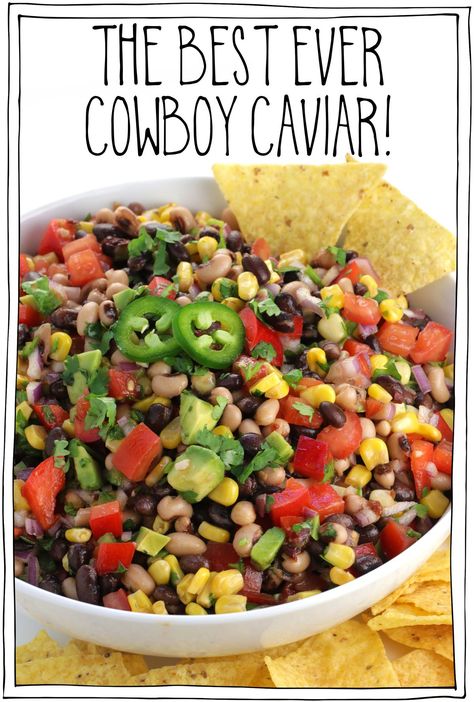 The Best Cowboy Caviar The Best Cowboy Caviar, Mexican Caviar, Cowboy Salsa, Caviar Cowboy, Vegan Dip Recipes, Tomato Snacks, Chipotle Dressing, Vegan Dips, Caviar Recipes