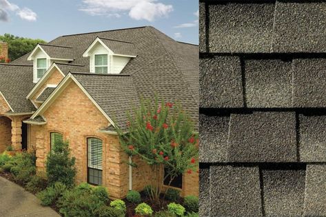 GAF’s Guide to Roof Shingle Colors | GAF Roofing Driftwood Shingles, Roof Shingle, Roof Shingle Colors, Solar Shingles, Brown Roof, Shingle Colors, 1st House, House Exterior Ideas, Wood Shingles