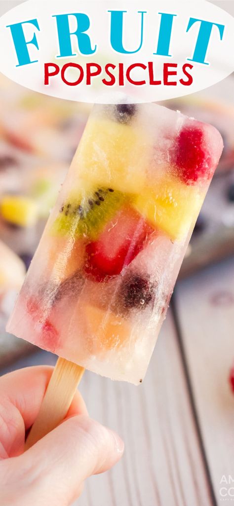 Sweet but healthy fruit popsicles are a fun summer treat packed with fresh fruit. Popsicles are super easy to make at home and only require a handful of ingredients to make! The beauty of this colorful popsicle recipe is how you can make them with whatever fruit and juice combination you want. These refreshing summer ice pops are prepped in under 10 minutes then put into the freezer to solidify. Quick, easy, and healthy.