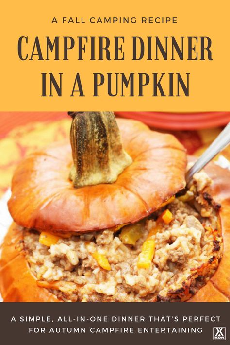 Autumn Campfire, Dinner In A Pumpkin, Camping Thanksgiving, Campfire Dinners, Rv Cooking, Camp Recipes, Pumpkin Stew, Camping Menu, Easy Camping Meals