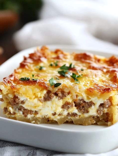 Sausage, Egg & Cream Cheese Hash Brown Breakfast Casserole - Taste Of Recipe Sausage And Cream Cheese Hashbrown Breakfast Casserole, Sausage Egg Recipes Breakfast, Challah Breakfast Casserole, Brunch Recipes Egg Casserole, Sausage Egg Cream Cheese Hash Brown Casserole, Make Ahead Breakfast Strata, Breakfast Casserole Eggs And Sausage, Sausage Egg And Cream Cheese Casserole, Breakfast Bundt Casserole