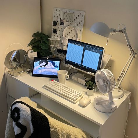 #aesthetic #desktop #desksetup #korean #london #laptop #ghibli #keyboard #ikea #pegboard Laptop And Keyboard Setup, Desk Organization With Laptop, Desktop Aesthetic Setup, Aesthetic Desk Setup Korean, Desk Setup Pegboard, Laptop Keyboard Aesthetic, Laptop Setup Aesthetic, Aesthetic Desktop Setup, Laptop Desktop Setup