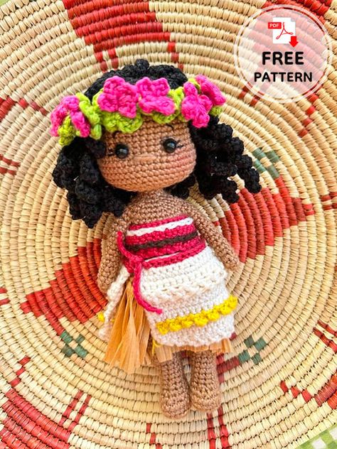 Moana Princess Crochet Doll Free Amigurumi PDF Pattern Moana Amigurumi Free Pattern, Crochet Moana Outfit Pattern Free, Pua Crochet Pattern Free, Moana Crochet Pattern, Crochet Moana Doll Pattern Free, Crochet Disney Patterns Free, Moana Crochet Pattern Free, Moana Craft, Crochet Moana