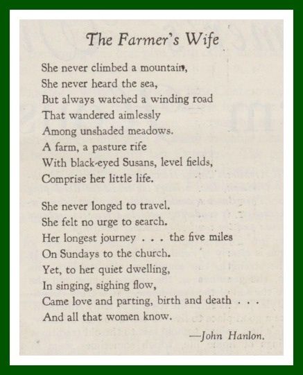 The farmer's wife Farmer Poem, Farm Life Quotes, Wife Poems, Frances Farmer, Farmers Wife Quilt, Doughnut Shop, Women Poetry, I Do Love You, Farmer Wife