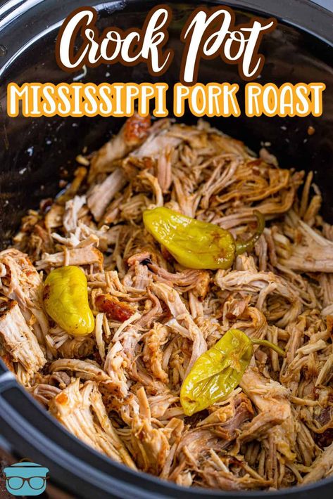 This Crock Pot Mississippi Pork Roast recipe is inspired by the original pot roast recipe. Flavored with ranch dressing, onion mix and butter! Mississippi Pork Roast, Mississippi Pot Roast Crockpot, Pot Roast Crockpot, Pork Roast Crock Pot Recipes, Roast Crockpot, Pork Sirloin Roast, Pork Roast Recipe, Boneless Pork Roast, Crockpot Roast Recipes