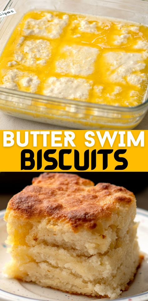 BUTTER SWIM BISCUITS Biscuits With Butter Recipe, Butter Swim Bread, Homemade Butter Swim Biscuits, Bisquick Butter Biscuits, Homemade Butter Biscuits Recipe, Biscuits Butter Swim, Biscuits Baked In Butter, How To Make Bisquick Biscuits Better, Butter Swimming Biscuits