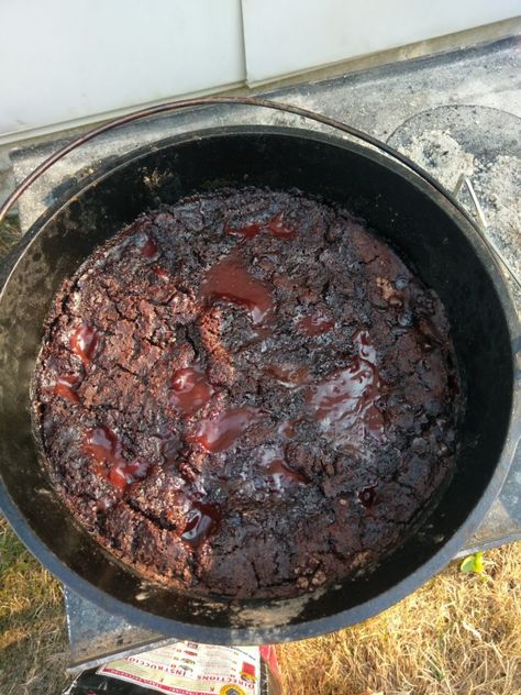 Chocolate Chip Cherry Chocolate Cobbler Dutch Oven Cobbler, Recipes For Camping, Dutch Oven Desserts, Chocolate Cobbler, Dutch Oven Camping, Cherry Chocolate, Dutch Oven Recipes, Chocolate Heaven, Cherry Cobbler