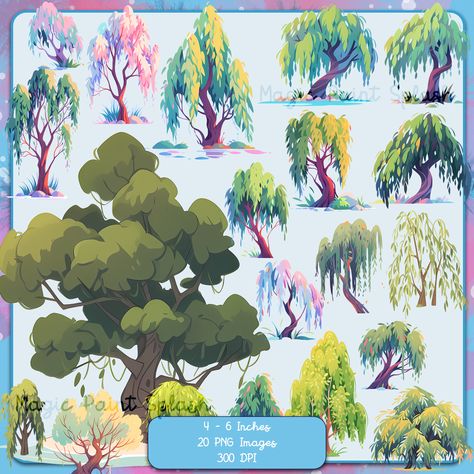 Swamp Trees, Logo Fonts Free, Stylized Trees, Stylized Tree, Trees Clipart, Background Png Images, Small Images, Landscape Clipart, Willow Trees