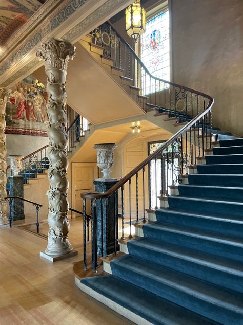 beautiful staircase I found at Philbrook museum in Tulsa ✧ Philbrook Museum, Cincinnati Art, Stairway To Heaven, To Heaven, Cincinnati, Art Museum, Stairs, Film, Blue