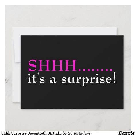 Shhh Surprise Seventieth Birthday Party Invitatio Invitation Shh Its A Surprise Invitations, Surprise Birthday Invites For Him, Surprise Party Invitations Template, Surprise Party Invite, Surprise Party Invitations, Fathers Day Cards, Sign Poster, Note Pad, Fathers Day