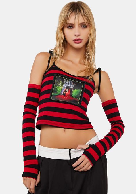 Horror Clothing, Horror Clothes, Scene Outfits, Detachable Sleeves, School Clothes, Elm Street, Nightmare On Elm Street, Friday The 13th, Striped Tank Top