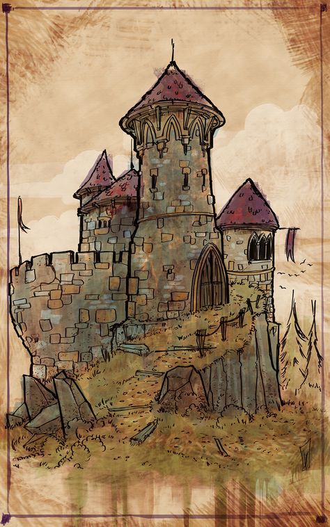 Castle Sketch, Luis Fernandez, Castle Illustration, Castle Drawing, Castle Painting, Chateau Medieval, Castle Art, Fantasy Drawings, Fantasy Castle