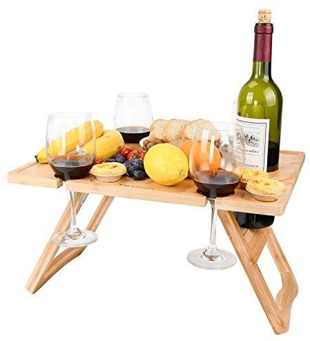 Tirrinia Outdoor Wine Picnic Table, Large Folding Portable Bamboo Snack & Cheese Tray with 4 Wine Glasses Holder & Adjustable Wine Glass Holder for Concerts at Park, Beach, Ideal Wine Lover Gift : Amazon.com.au: Kitchen & Dining Folding Wine Table, Wine Picnic Table, Outdoor Snacks, Outdoor Wine Table, Wine Rack Table, Portable Picnic Table, Wine Picnic, Wooden Picnic Tables, Folding Picnic Table