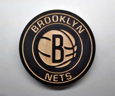 Basketball Wood Signs, Carved Wood Signs, Wood Wall Hanging, Brooklyn Nets, Carved Wood, Wall Hanger, Popular Style, Wood Sign, Wood Wall