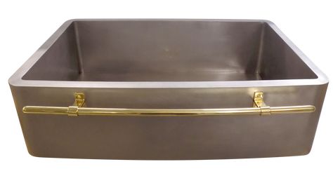 Curved Apron Front Sink w/Polished Brass Towel Bar Apron Sinks, Stainless Steel Apron Sink, Farmers Sink, Stainless Steel Farmhouse Sink, Brass Towel Bar, Apron Front Kitchen Sink, Sinks Kitchen Stainless, Apron Sink Kitchen, Apron Front Sink