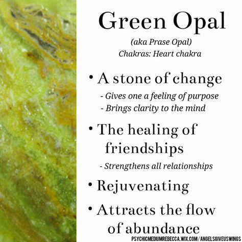 Green Opal crystal meaning Green Opal Meaning, Opal Crystal Meaning, Reiki Frases, Opal Meaning, Jewelry Opal, Crystals Healing Properties, Gemstone Meanings, Crystal Therapy, Oxidized Copper