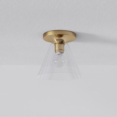 Sculptural Glass Cone Flushmount - Clear Rain Lights, Modern Flush Mount Lighting, Led Curtain, Coastal Lighting, Modern Flush Mount, Metal Canopy, Lighting Concepts, Bubble Glass, Dimmer Switch