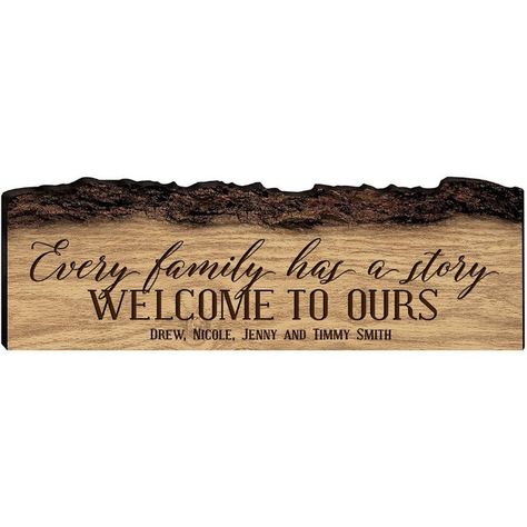 Bark Wall, Every Family Has A Story, Wood Burning Patterns Stencil, Personalized Signs Family, Family Tree Gift, Wooden Wall Signs, Engraved Wood Signs, Wood Craft Projects, Personalized Family Gifts