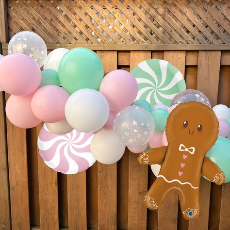 Pink & Mint Gingerbread Balloon Garland | Winter ONEderland Birthday Party Decorations | Gingerbread Baby Shower Gender Reveal | Christmas Two Sweet Gingerbread Birthday, Gingerbread Gender Reveal Party, Gingerbread Gender Reveal, Gender Reveal Christmas, Snowflake Balloons, Moody Christmas, Snowflake Snowflake, Winter Onederland Birthday Party, Gingerbread Baby