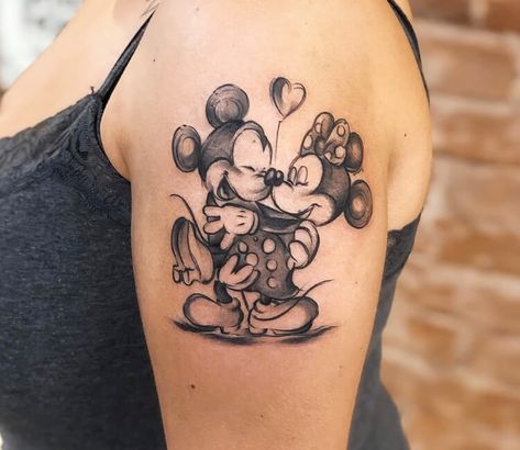 Disney Tattoos Mickey, Minnie Mouse Tattoo, Bambi Tattoo, Cute Disney Tattoos, Mickey And Minnie Tattoos, Minnie Tattoo, Chest Tattoo Stencils, Mickey Tattoo, Mouse Tattoo